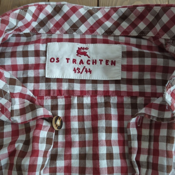 Men’s Red White Check German Grob Und Wild (Rough and Wild)  Shirt - Picture 6 of 15